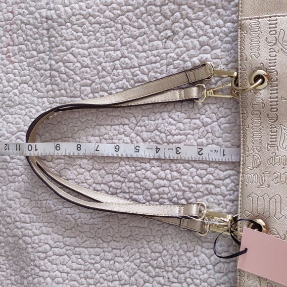 NWT Juicy Couture Word Play Gold Embossed Metallic Tote Bag - Picture 10 of 16
